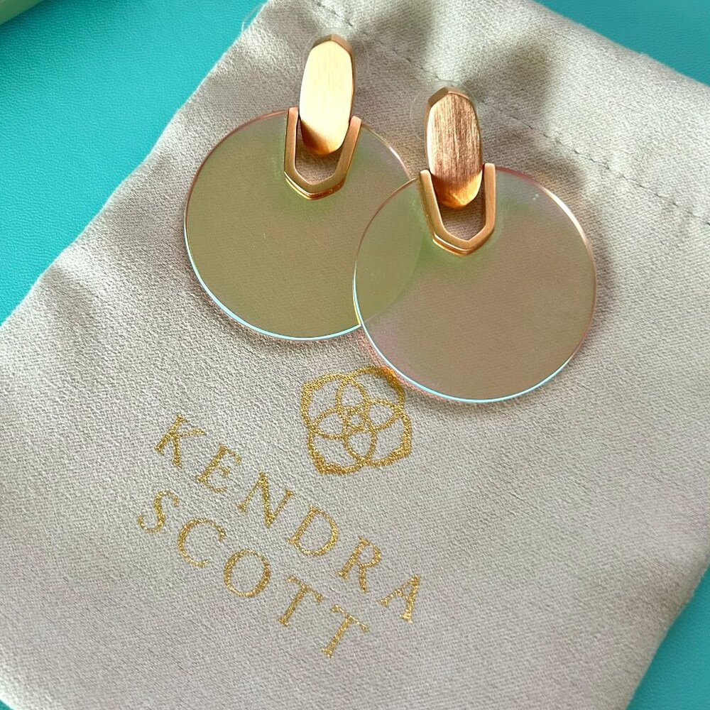 Kendra Scott Didi Rose Gold Statement Earrings in Dichroic Glass